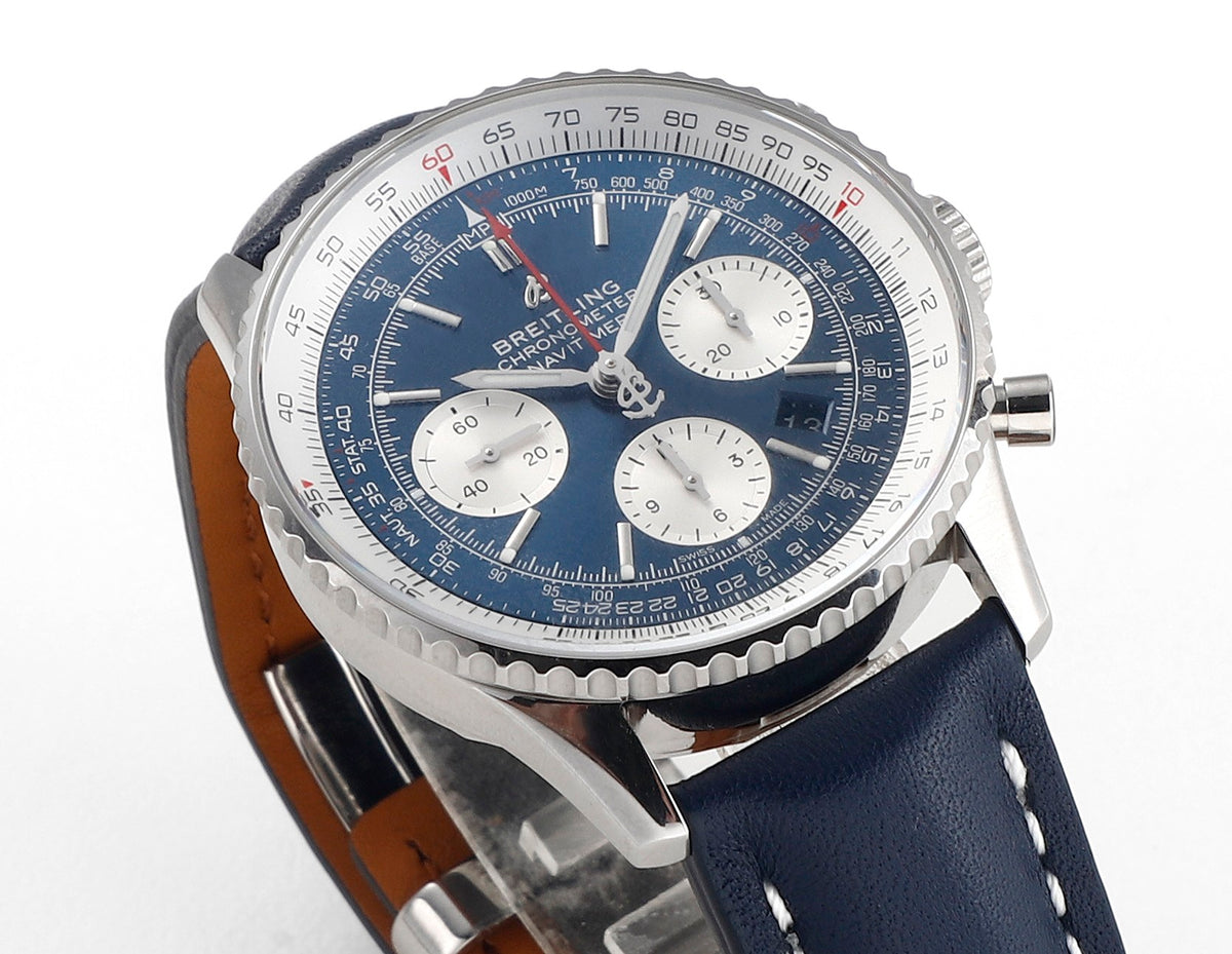 Chronograph - White Ceramic - Blue White- N-Timer - Blue Leather - Automatic - 43mm