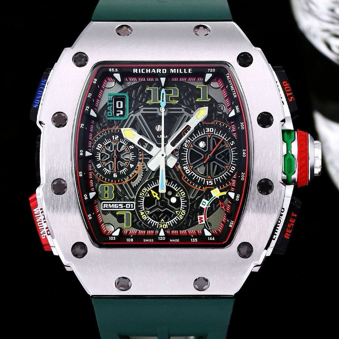 Chronograph - Silver 904L Steel- Green Rubber- Quartz - 41*49mm