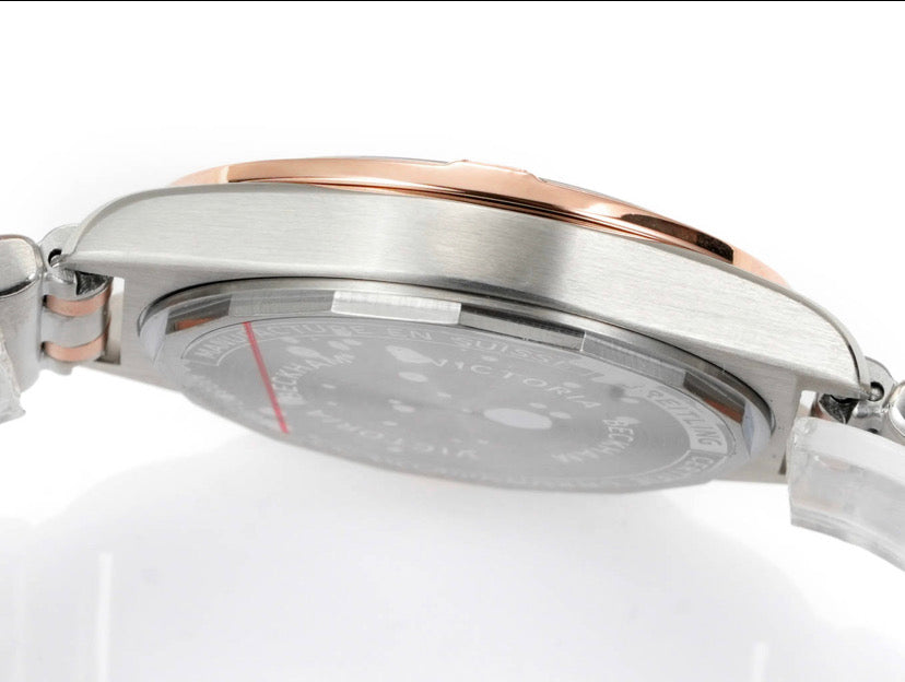 LADY - Pink White - Rhinestone bezel - Silver 904L Steel- Automatic - 36mm
