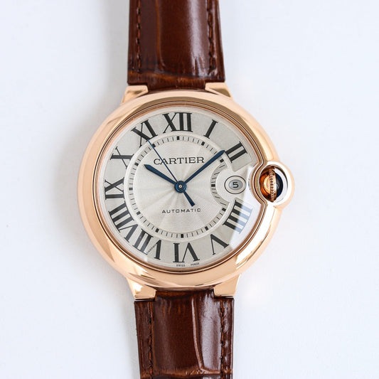 Yellow gold -White Silver - Brown Leather- Automatic - 36/42mm