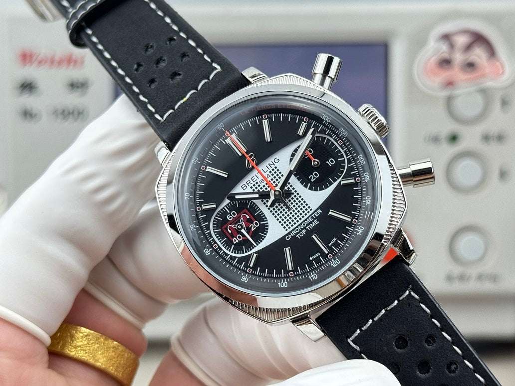 Chronograph - Silver Black - T-Timer - Silver 904L Steel - Automatic - 38mm