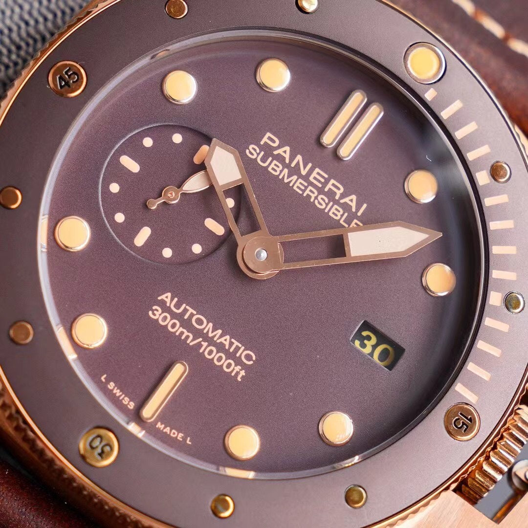 316L Steel Bronze- Brown Rubber - Automatic - 44mm