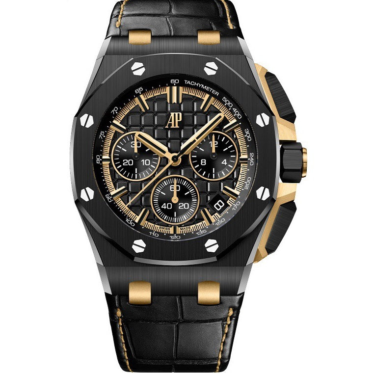 Black Ceramic - Black Leather- Automatic - 44mm