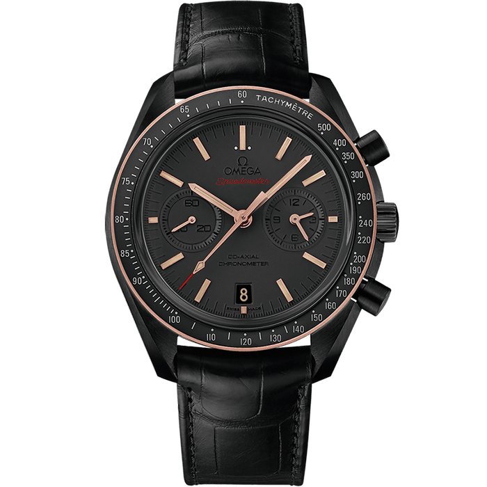 Chronograph -Moon back - Grey - Black Leather- Automatic - 44mm