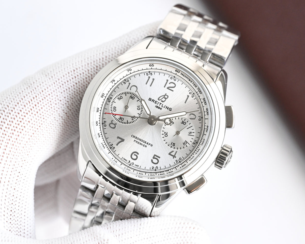 Chronograph - Silver White - Silver 316L Steel - Automatic - 42mm