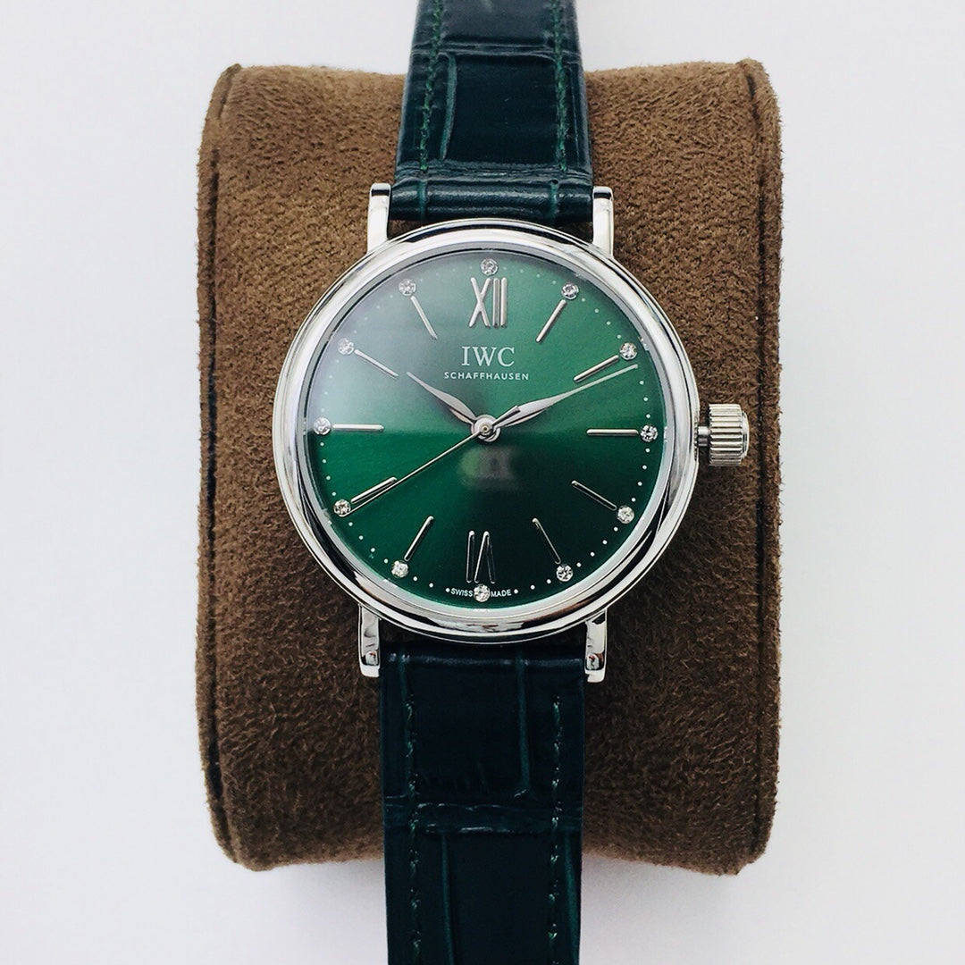 LADY -Silver Green - Blue Leather - Automatic - 34mm