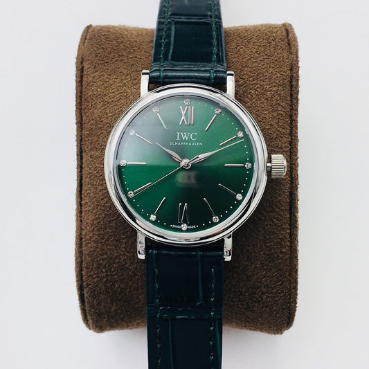 LADY -Silver Green - Blue Leather - Automatic - 34mm