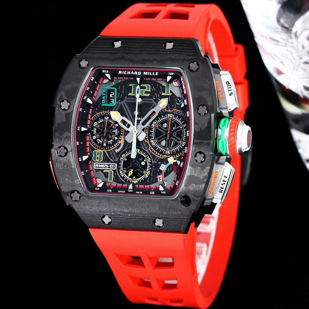 Chronograph - Carbon Fiber Black- Red Rubber- Quartz - 41*49mm