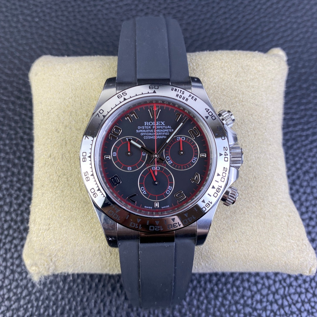 Chronograph -C-Factory -Black Red - Black Rubber- Automatic - 40mm