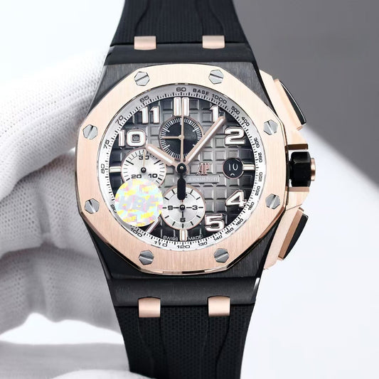 Chronograph-Grey Silver Ceramic- Black Rubber - Automatic - 44mm