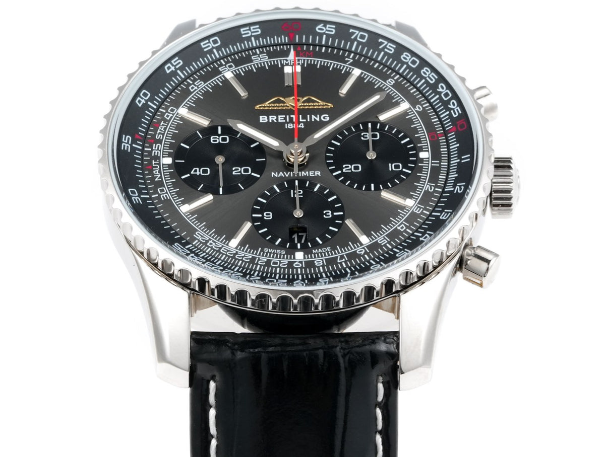 Chronograph - White Ceramic - Grey Black- N-Timer - Brown Leather - Automatic - 43mm