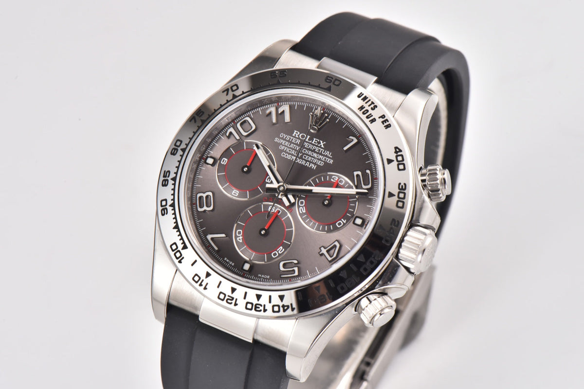 Chronograph -C-Factory -Grey Silver- Black Rubber- Automatic - 40mm
