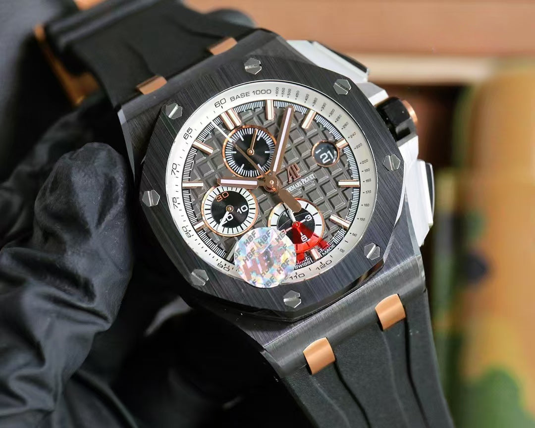 Chronograph-Grey Ceramic- Black Rubber - Automatic - 44mm