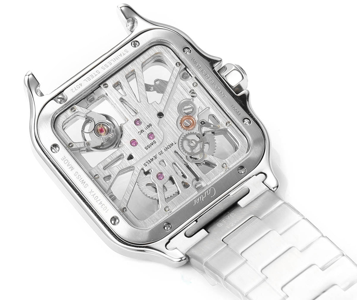 Two hands -Silver -Ultra-thin Hollow -White 904L Steel - Automatic - 40mm