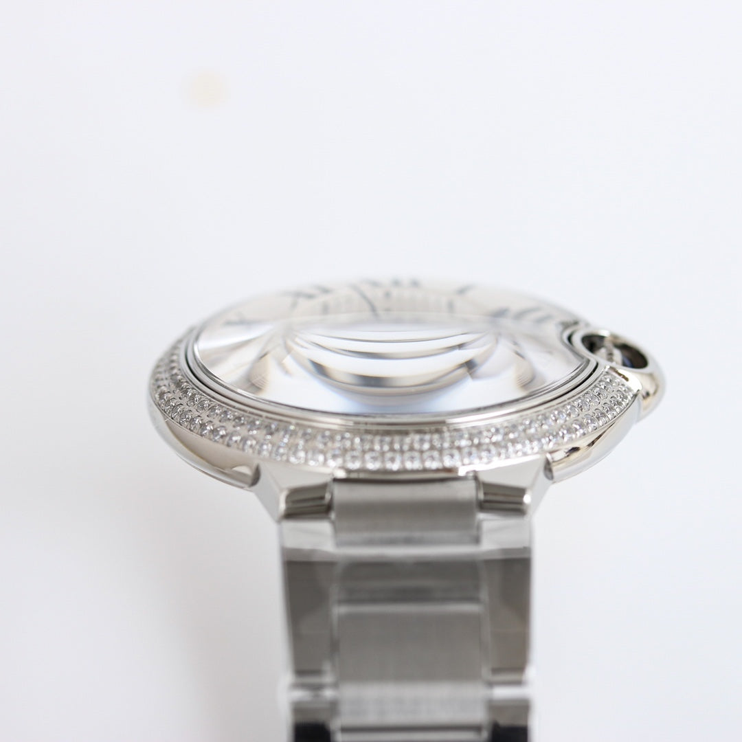 Luxury Diamond Bezel -White -White Silver - 904L Steel- Automatic - 36/42mm
