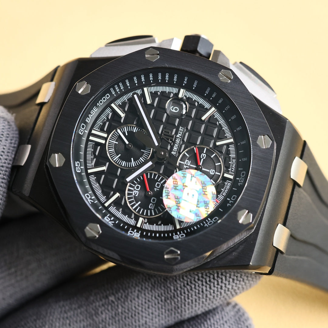 TOP! Black Ceramic Bezel - Black Rubber - Automatic - 43mm