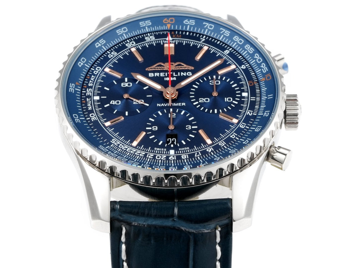 Chronograph - Silver Blue - Blue - N-Timer - Blue Leather - Automatic - 43mm