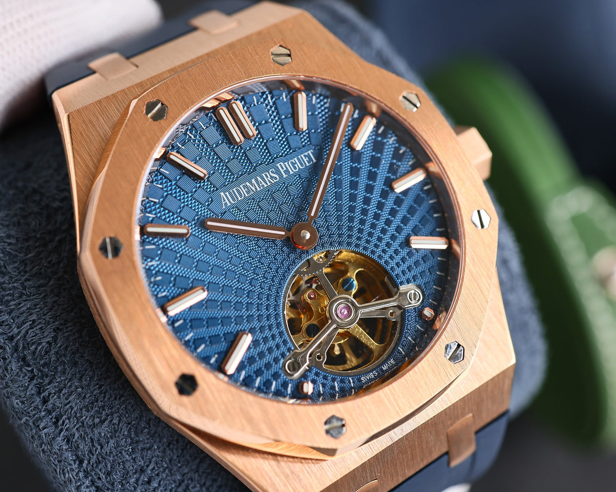 Tourbillon Rosegold - Blue Rubber - Automatic - 41mm