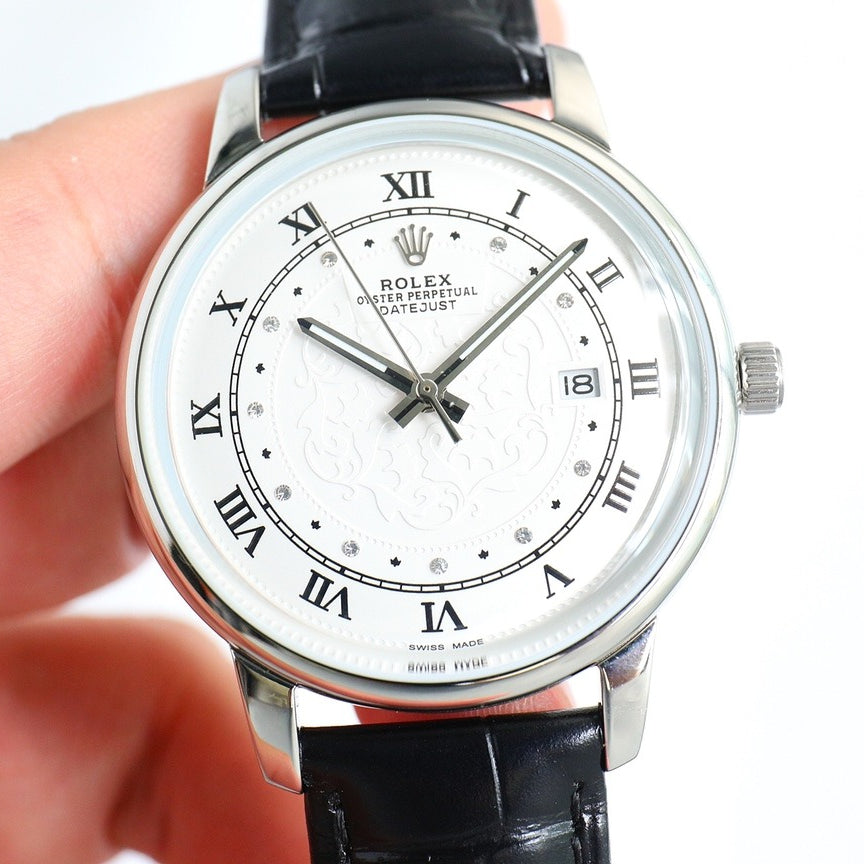 White Silver - Black Leather - Automatic - 42mm