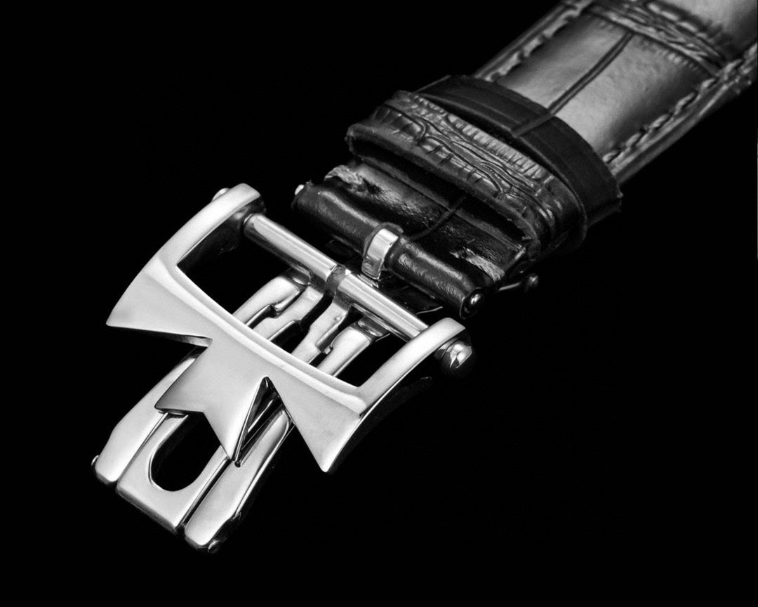 4010U/000R- Grey Silver -Black Leather - Automatic - 42.5mm