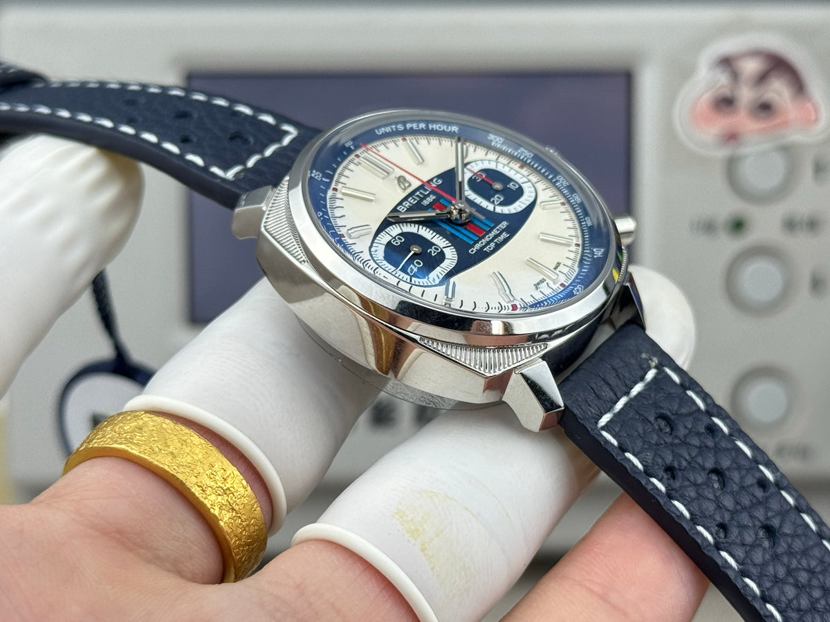 Chronograph - Silver Blue - T-Timer - Blue Leather - Automatic - 38mm