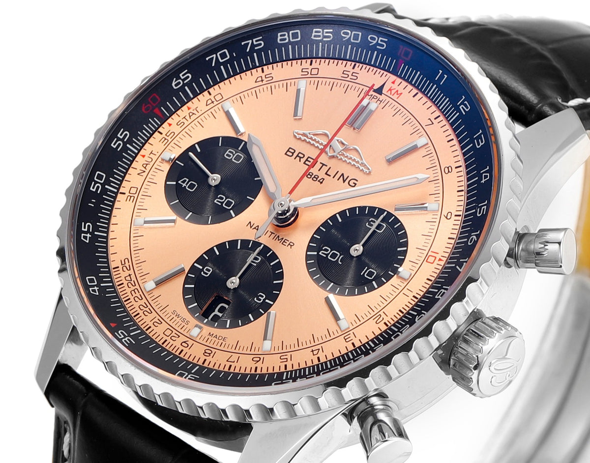 Chronograph - Black Ceramic - Orange- N-Timer - Black Leather - Automatic - 43mm