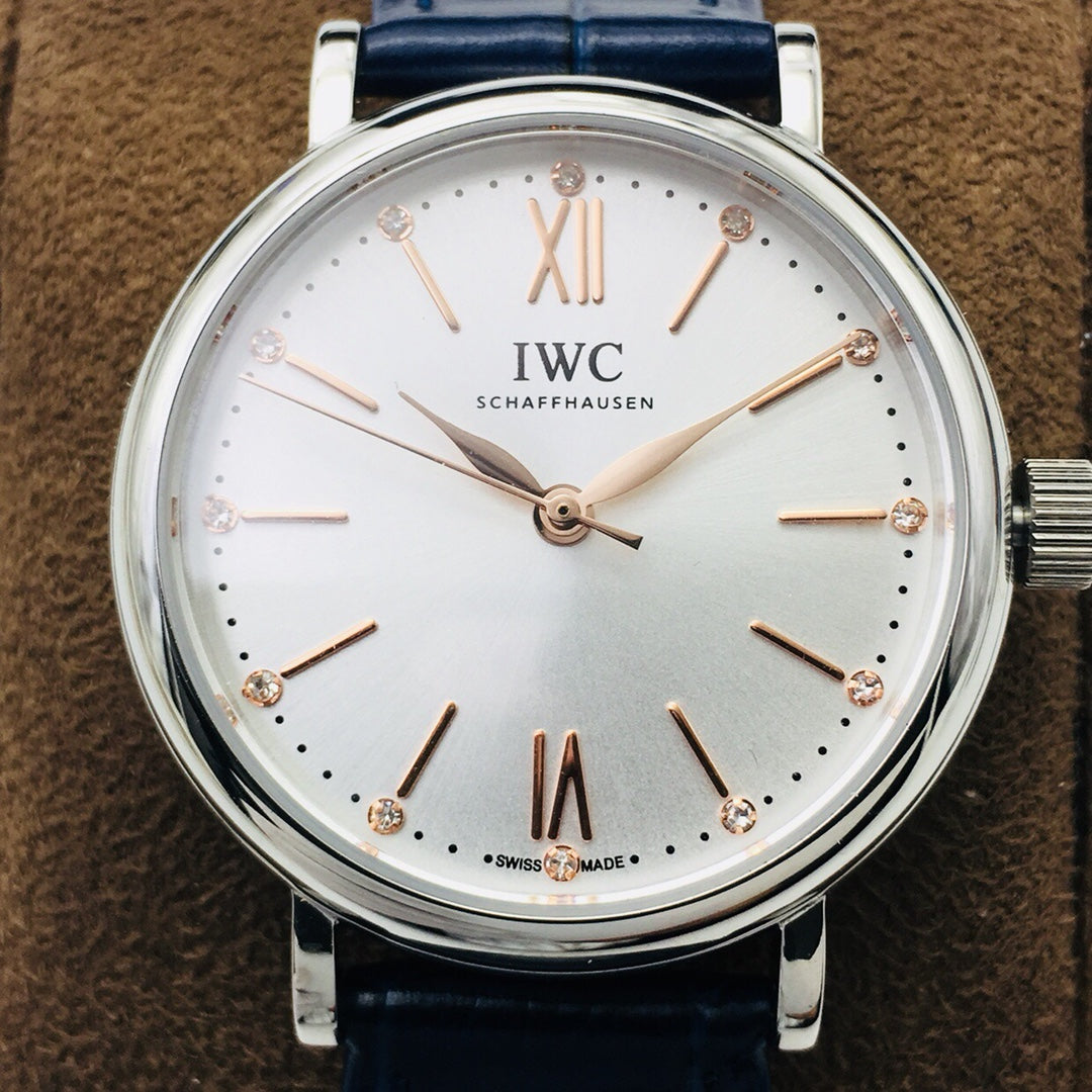 LADY -Silver White - Blue Leather - Automatic - 34mm