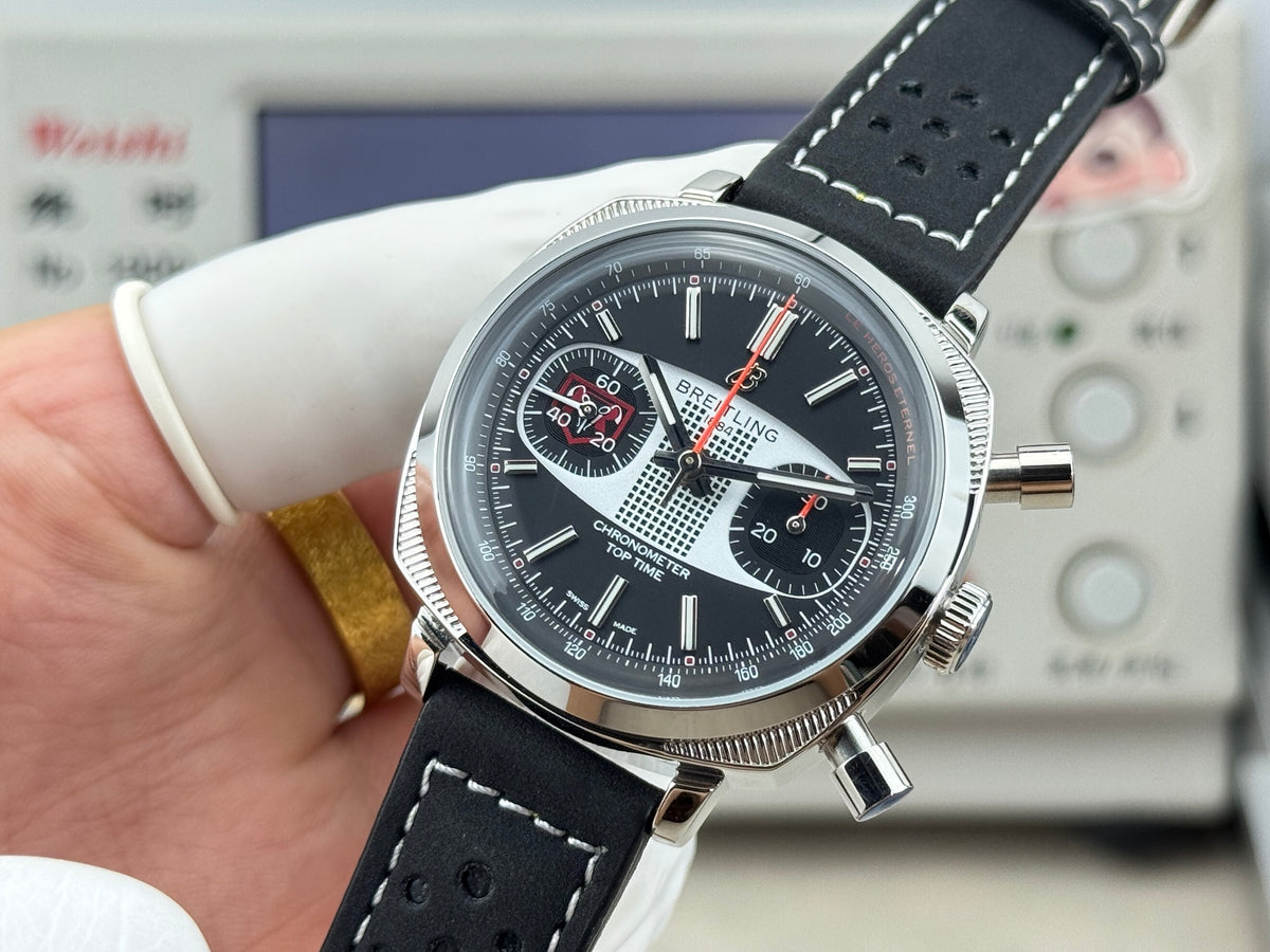 Chronograph - Silver Black - T-Timer - Silver 904L Steel - Automatic - 38mm