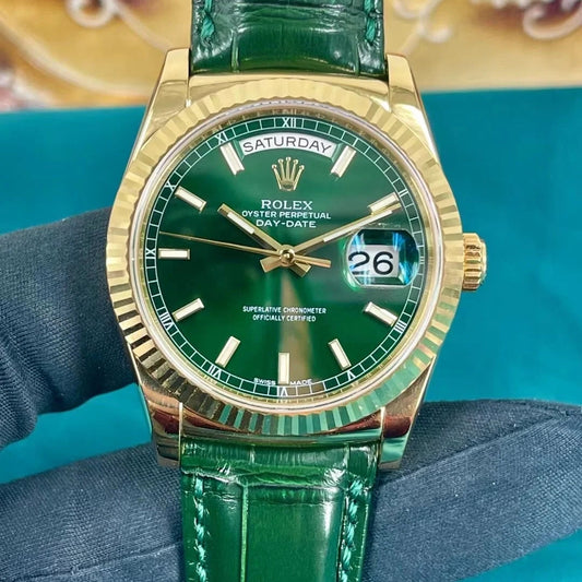 LADY- M118138- Green Yellow gold - Green Leather- Automatic - 36mm