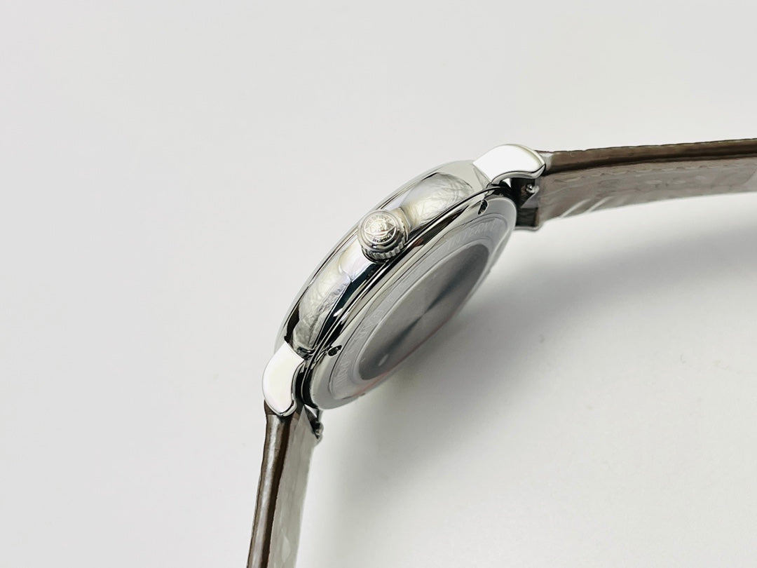 LADY -Silver Wthite - Brwon Leather - Automatic - 34mm