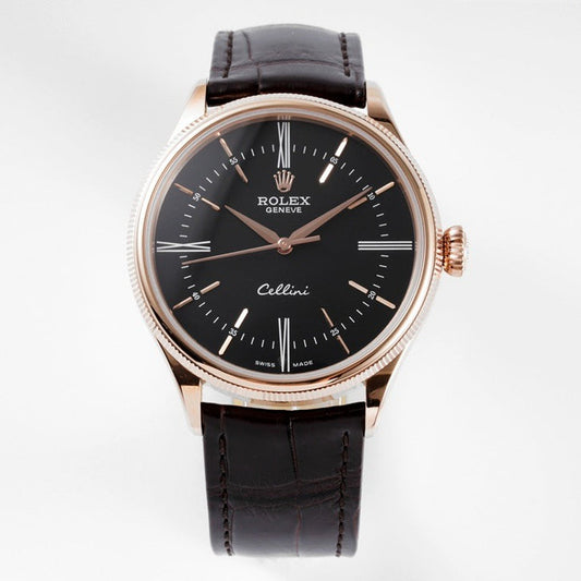 Black -904L Rosegold - Brown Leather - Automatic - 39mm