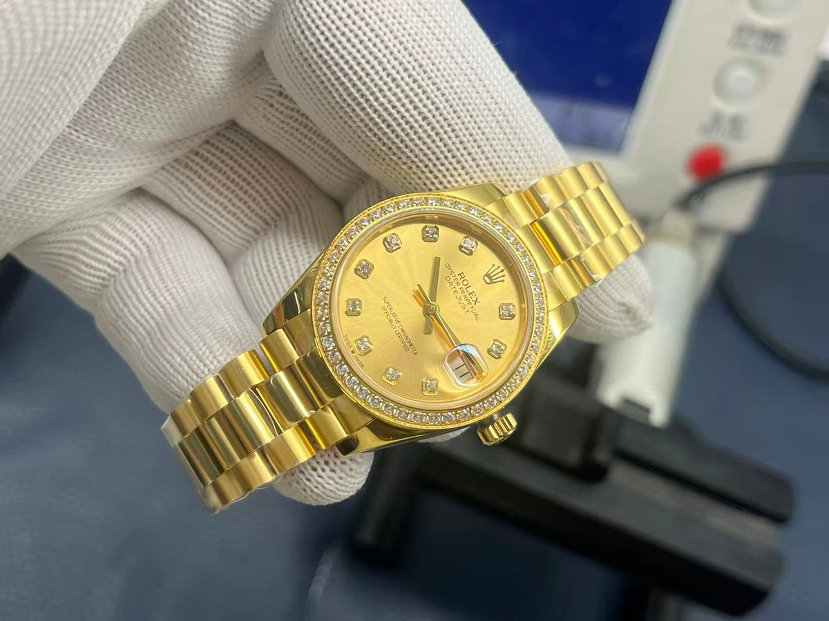 LADY -Yellow gold -Rhinestone bezel- Yellow 904L Steel - cal.2671 -Automatic - 31mm