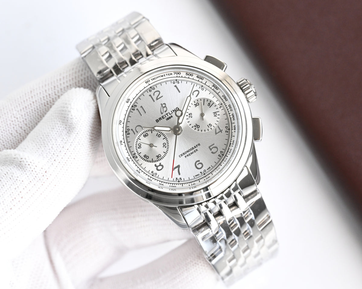 Chronograph - Silver White - Silver 316L Steel - Automatic - 42mm