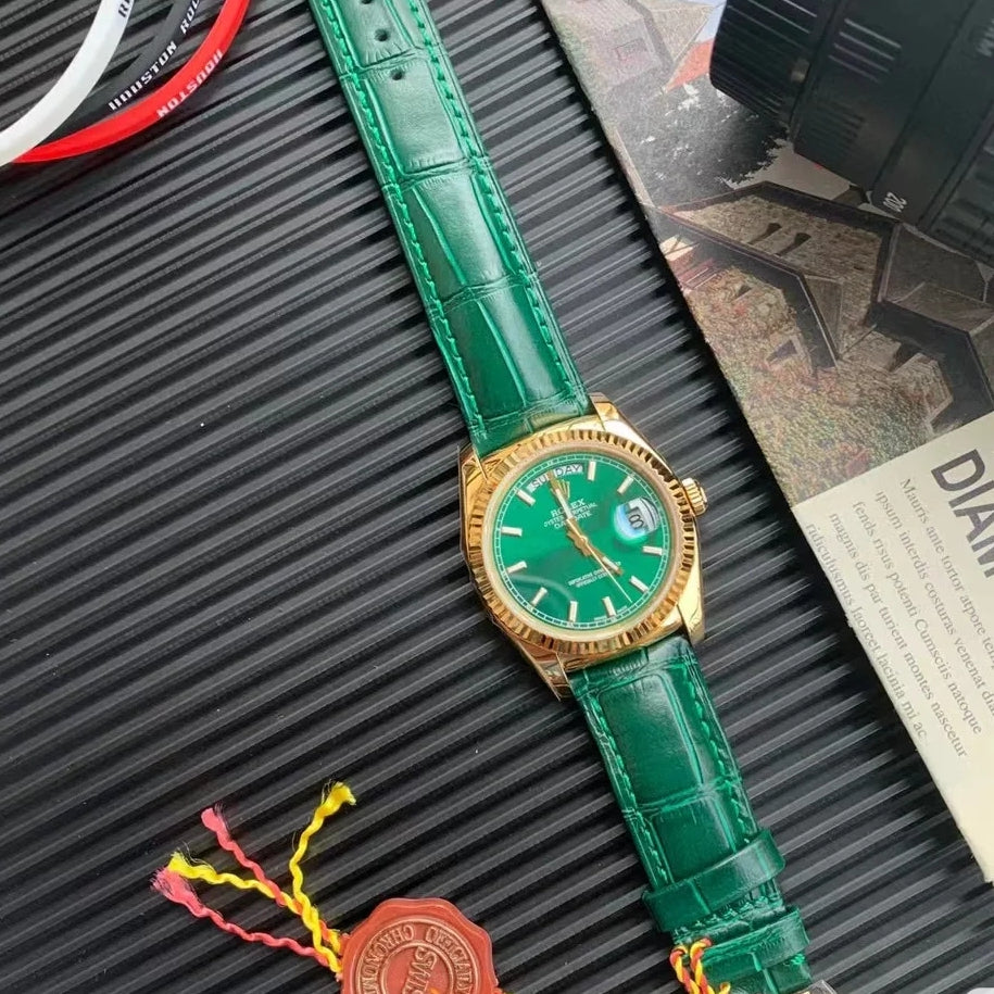 LADY- M118138- Green Yellow gold - Green Leather- Automatic - 36mm