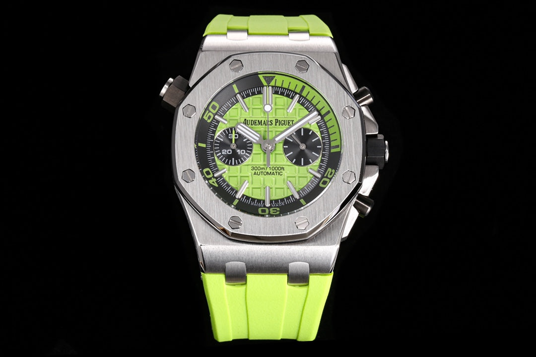 TOP! - 316L Steel - Green rubber - Automatic - 42mm
