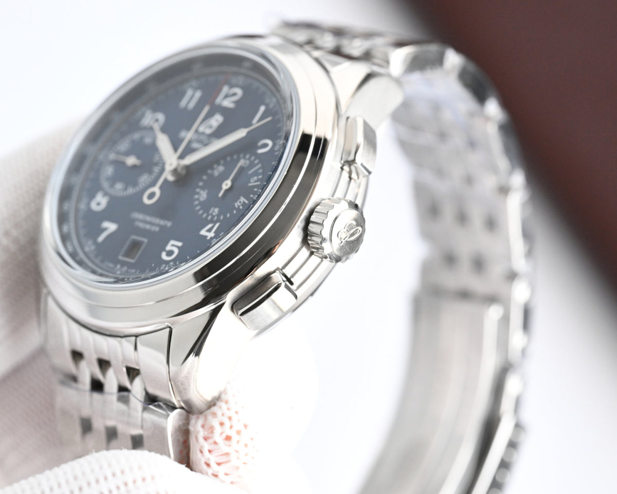 Chronograph - Blue White - Silver 316L Steel - Automatic - 42mm