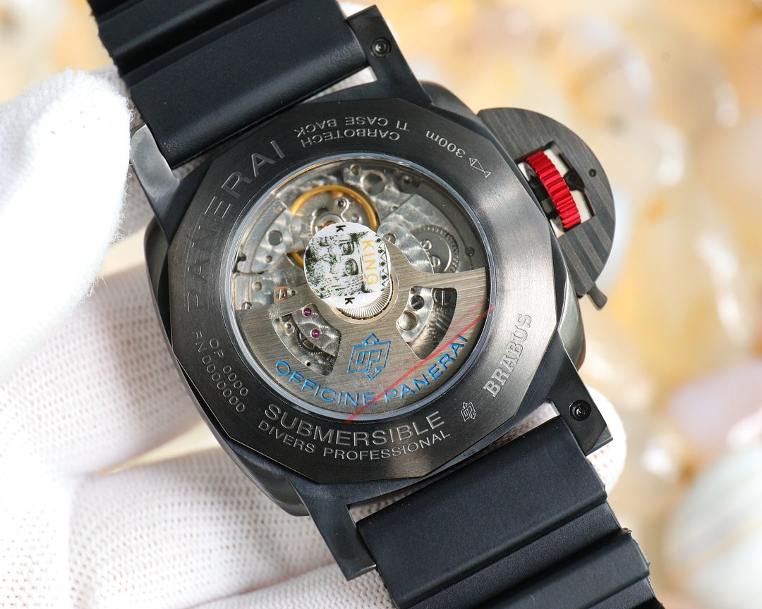 316L Steel Black- Hollow Red- Black Rubber - Automatic - 47mm