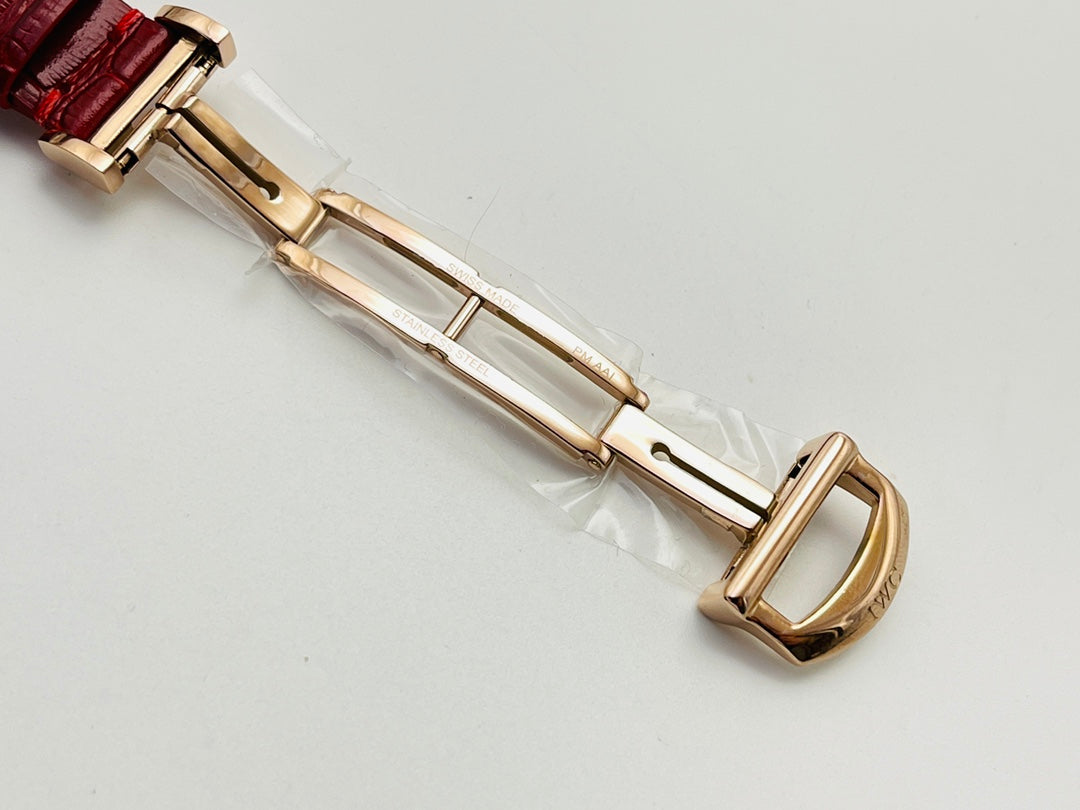 LADY -Yellow gold - White - Red Leather - Automatic - 34mm