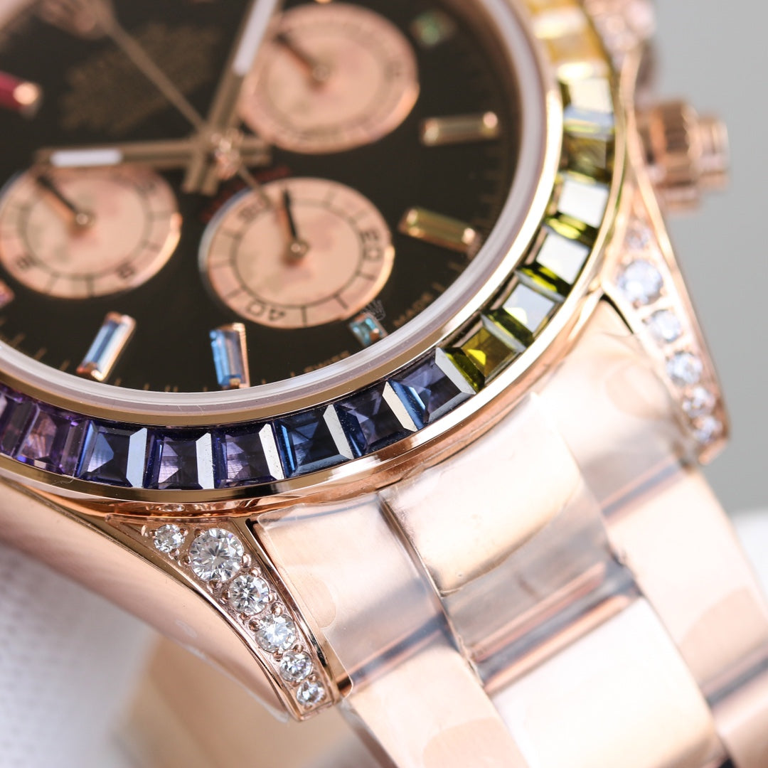 Chronograph -Rainbow Dial Luxury Steel Watch -Quartz- 40mm