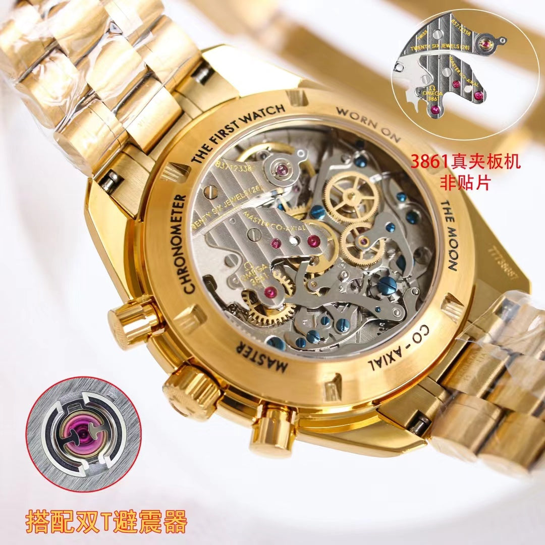 Chronograph - Green - Yellow Gold 904L Steel - Manual winding - 42mm