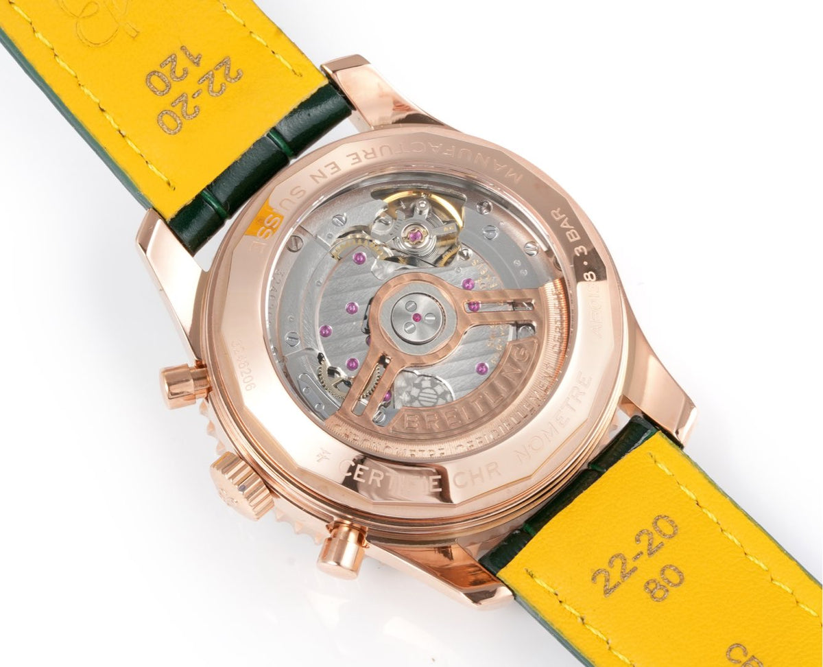 Chronograph - Rosegold White - Green - N-Timer - Green Leather - Automatic - 43mm