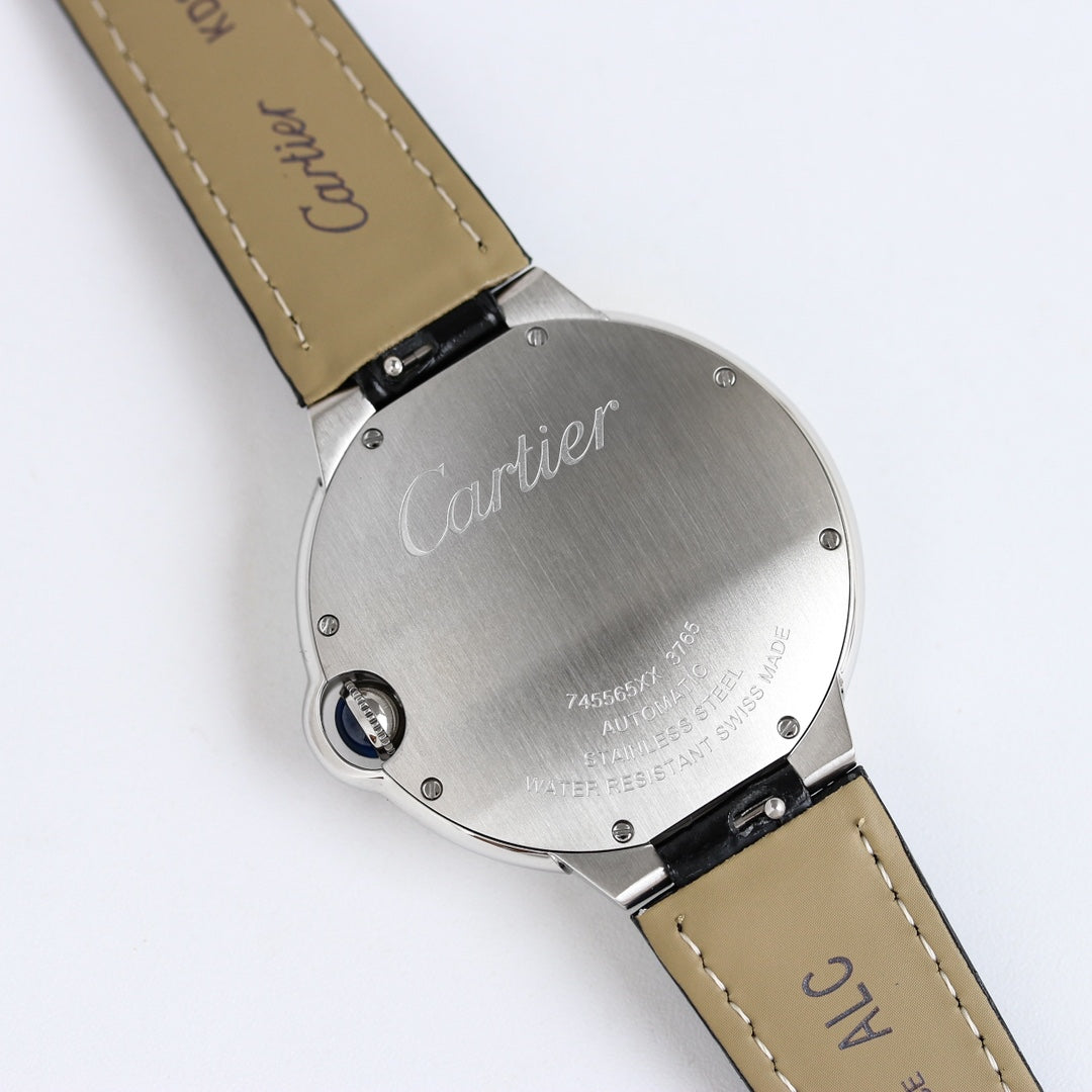 Black -White Silver - Black Leather- Automatic - 36/42mm