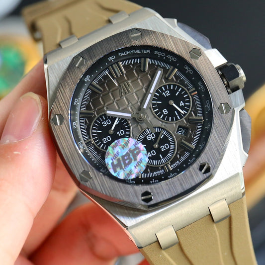 TOP! Grey Ceramic Bezel - Khakki Rubber - Automatic - 44mm
