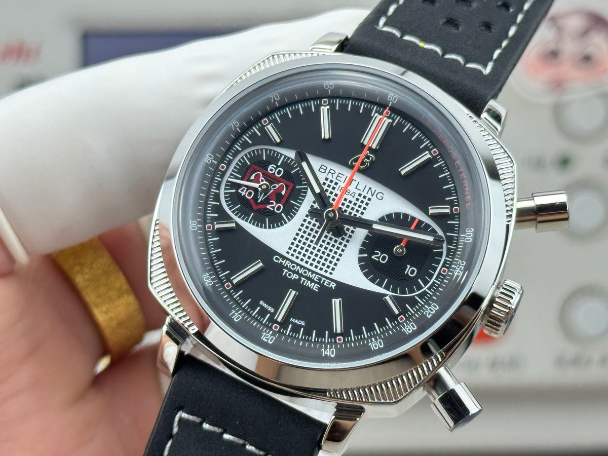 Chronograph - Silver Black - T-Timer - Silver 904L Steel - Automatic - 38mm