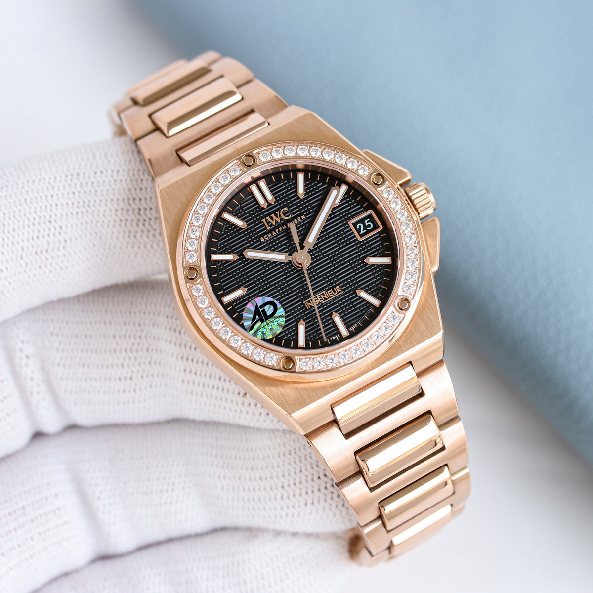 LADY -Black -Rhinestone bezel- Yellow gold 904L Steel - Automatic -35mm