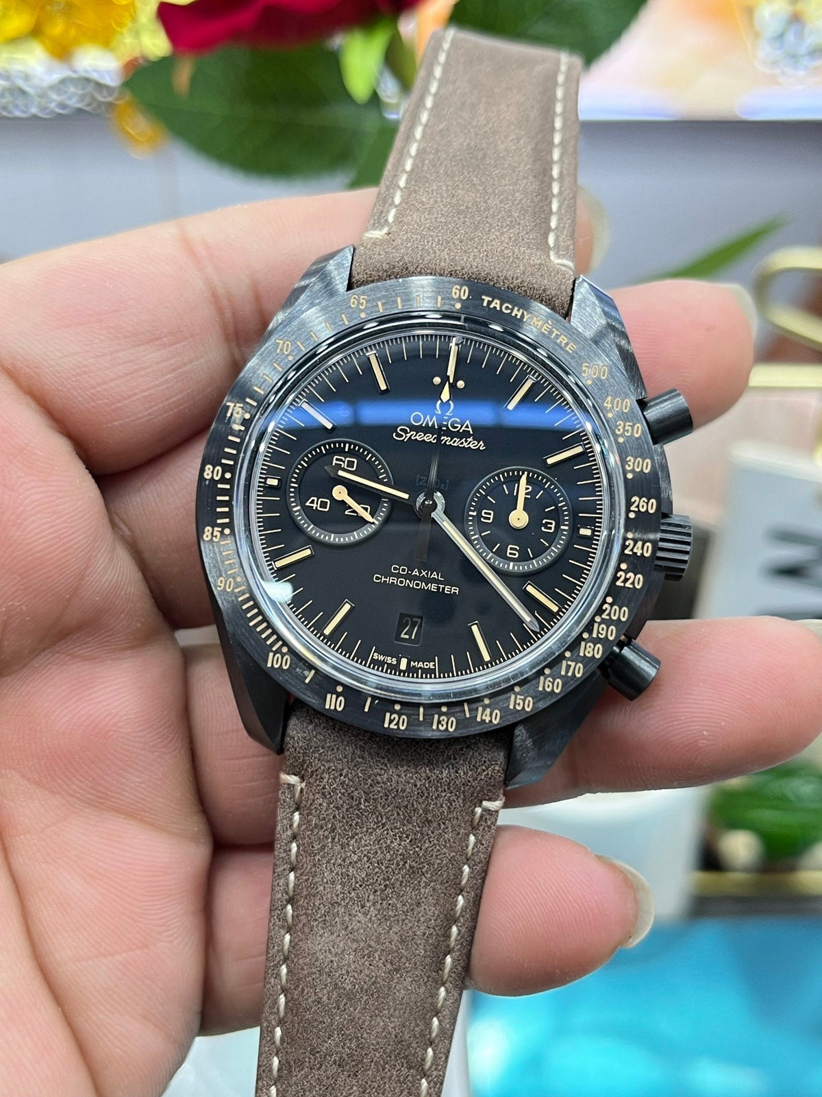 Chronograph -Moon back - Black - Brown rubber- Automatic - 44mm