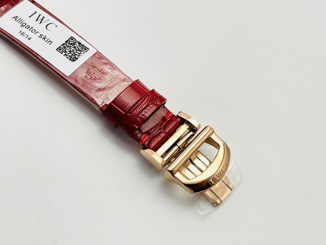 LADY -Yellow gold - White - Red Leather - Automatic - 34mm