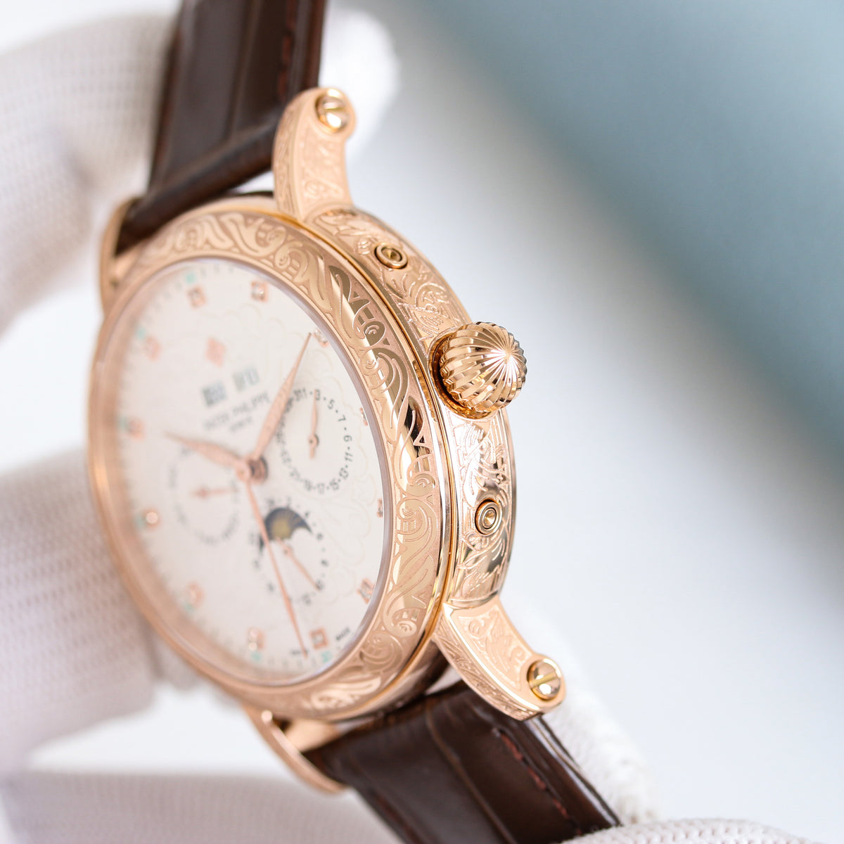 Rose gold -White Silver - Brown Leather - Automatic - 42mm