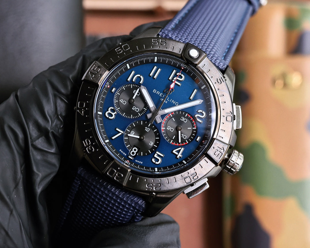 Chronograph -Blue Black - Blue Rubber - Quartz - 43mm