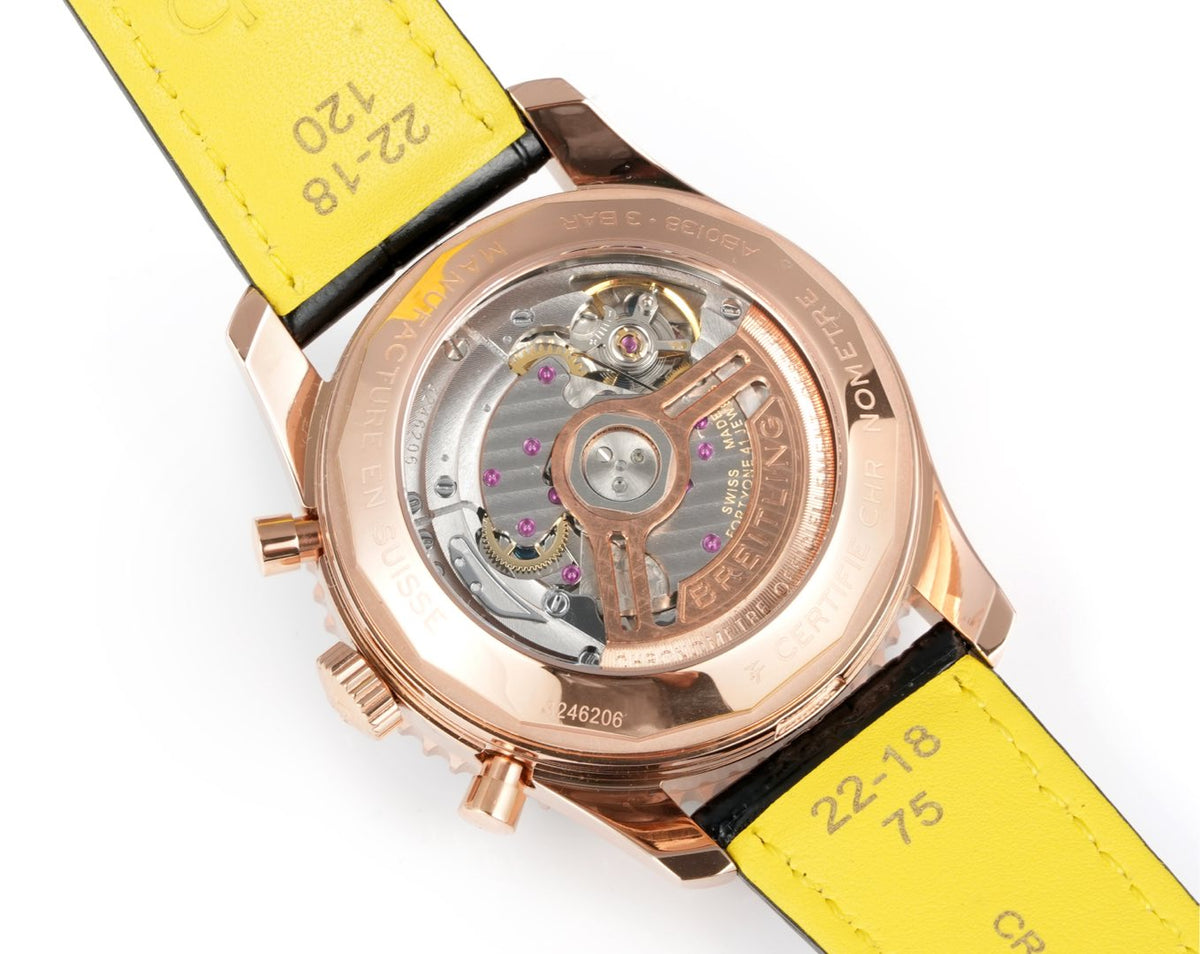 Chronograph - Rosegold White - Black - N-Timer - Black Leather - Automatic - 43mm